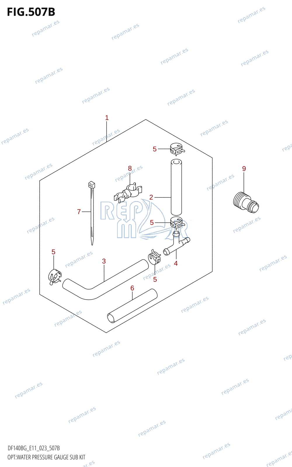 507B - OPT:WATER PRESSURE GAUGE SUB KIT (DF140BG,DF140BZG)