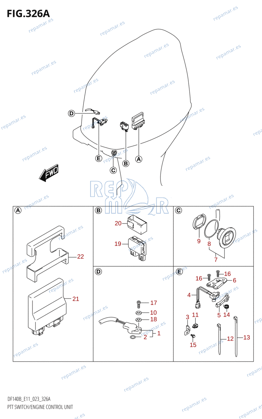 326A - PTT SWITCH /​ ENGINE CONTROL UNIT (DF140BT,DF140BZ)