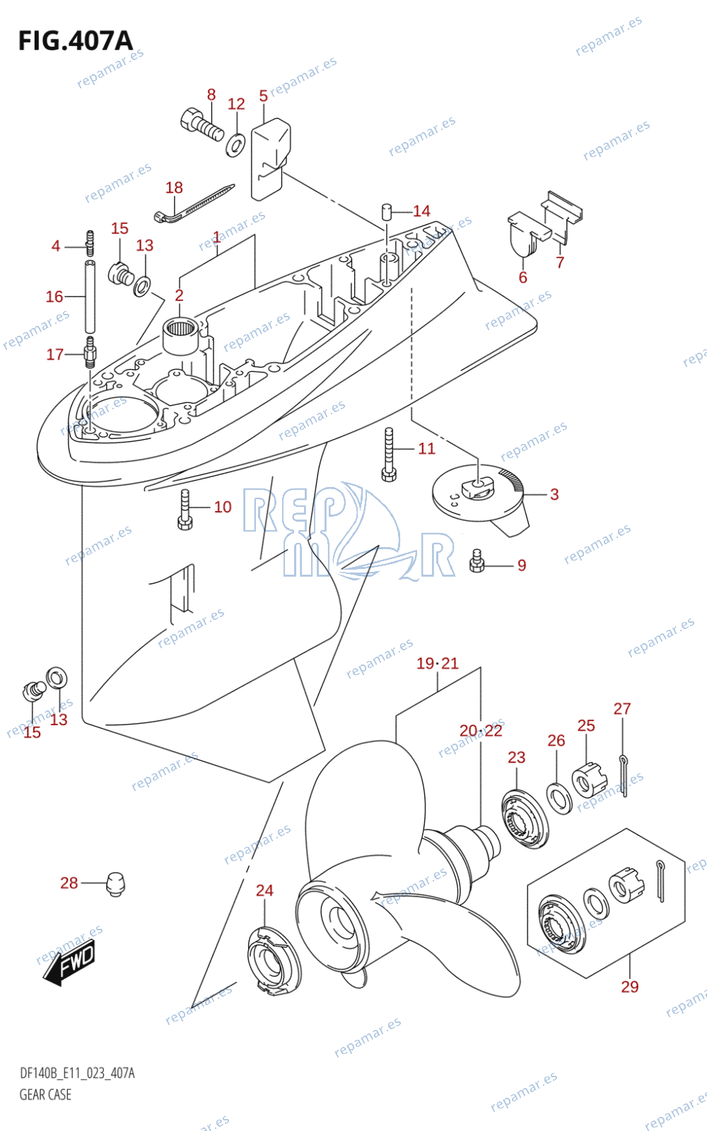 407A - GEAR CASE ((DF140BT,DF115BT):E11)