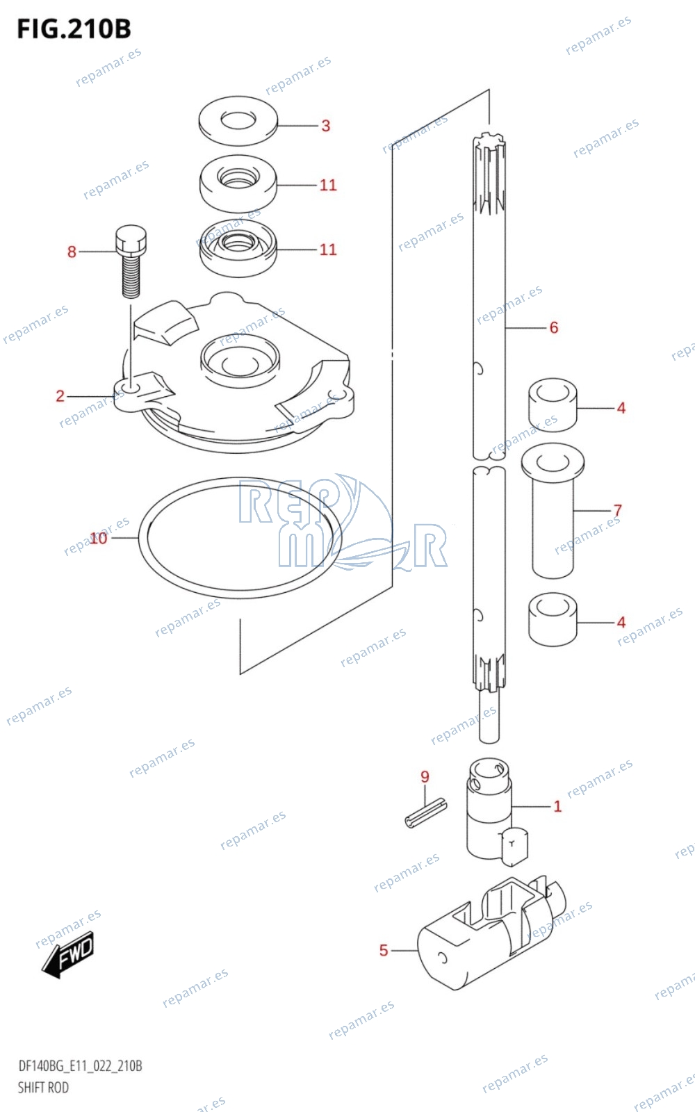 210B - SHIFT ROD (DF115BZG,DF140BZG)