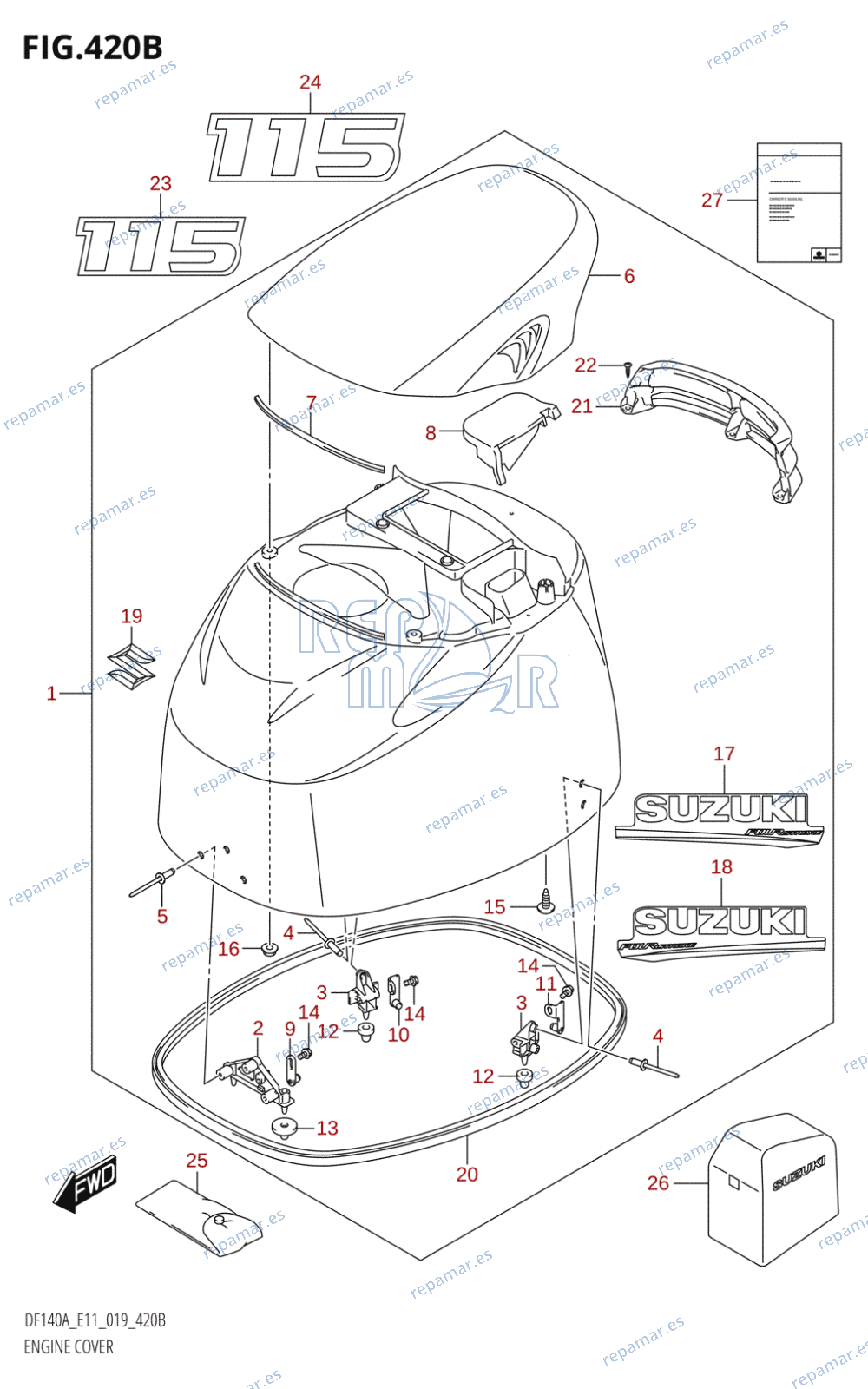 420B - ENGINE COVER (DF115AT:E11,DF115AZ:E11)