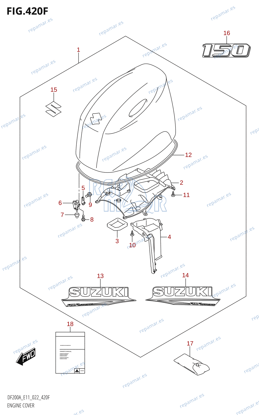 420F - ENGINE COVER ((DF150AT,DF150AZ):(021,022))