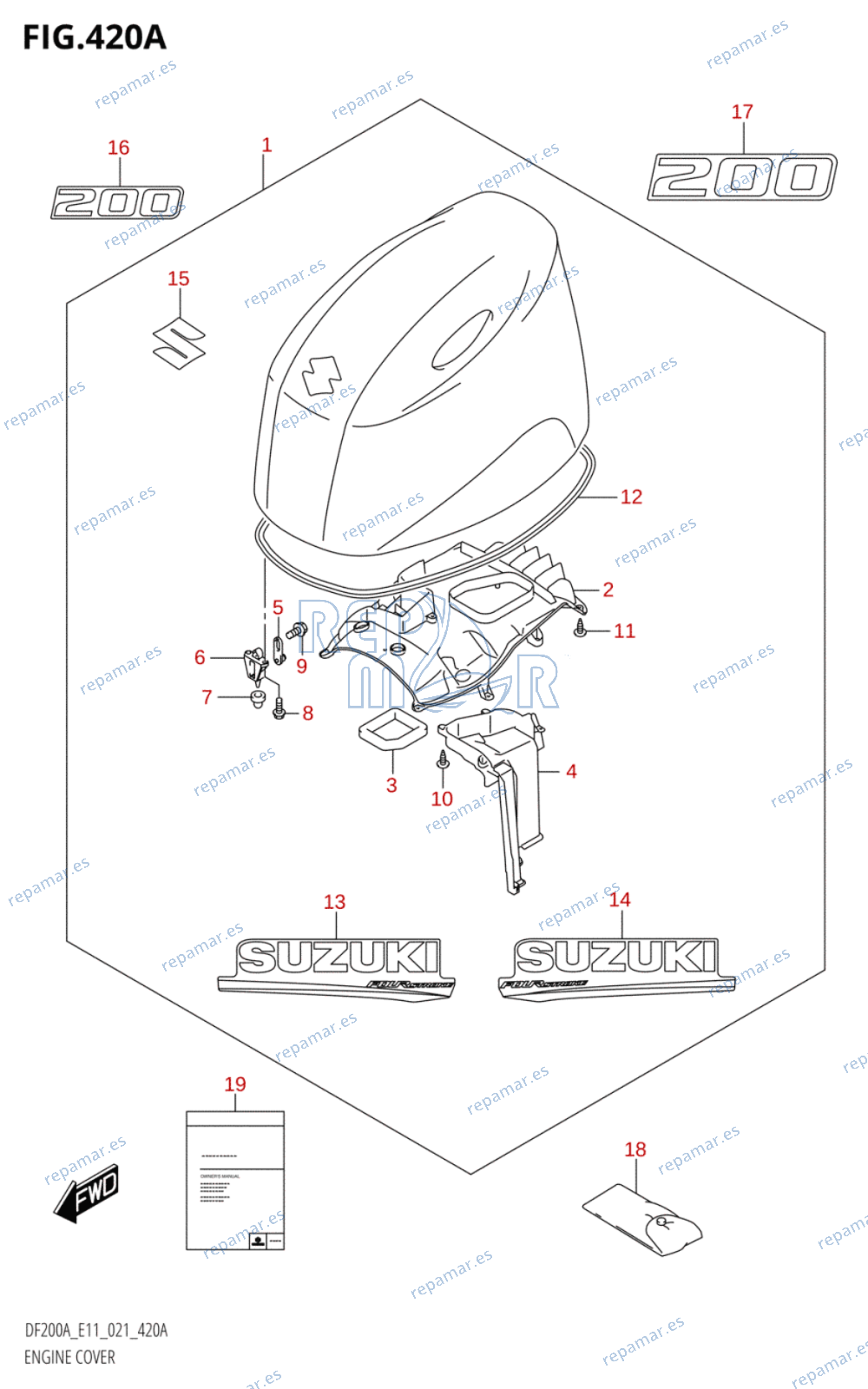 420A - ENGINE COVER ((DF200AT,DF200AZ):020)