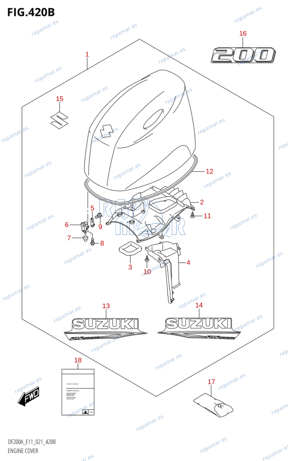 420B - ENGINE COVER ((DF200AT,DF200AZ):021)