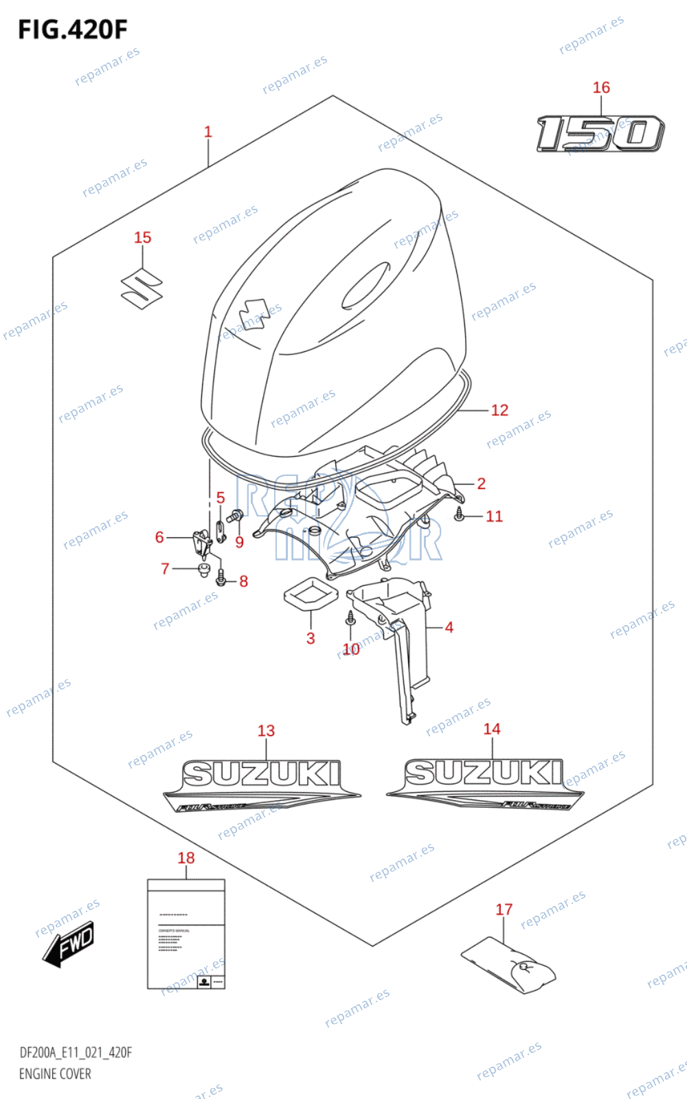 420F - ENGINE COVER ((DF150AT,DF150AZ):021)