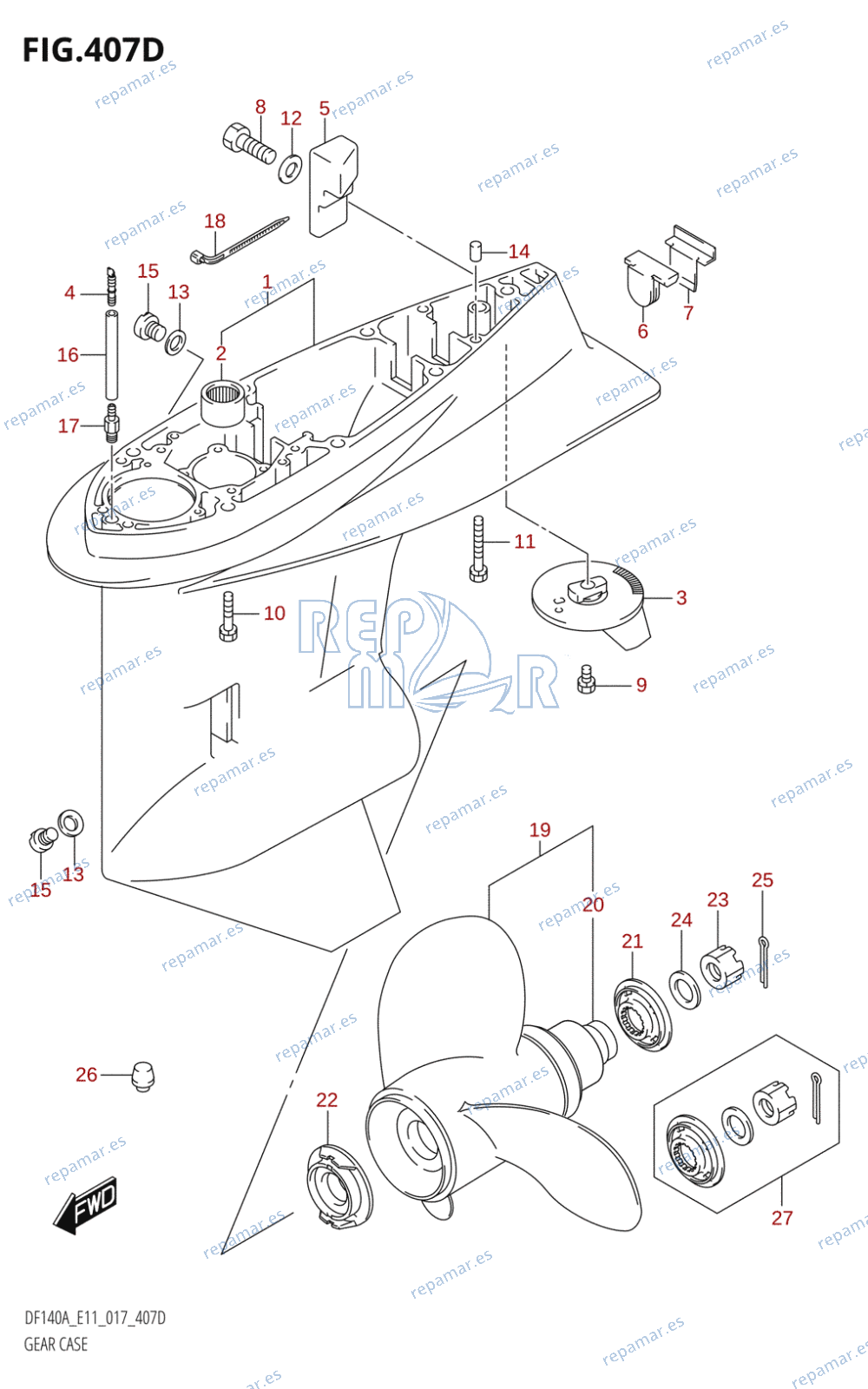 407D - GEAR CASE (DF115AZ:E11)