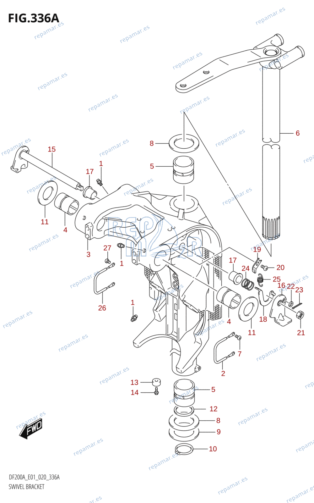 336A - SWIVEL BRACKET (DF200AT,DF175AT,DF175AZ,DF150AT,DF150AZ)