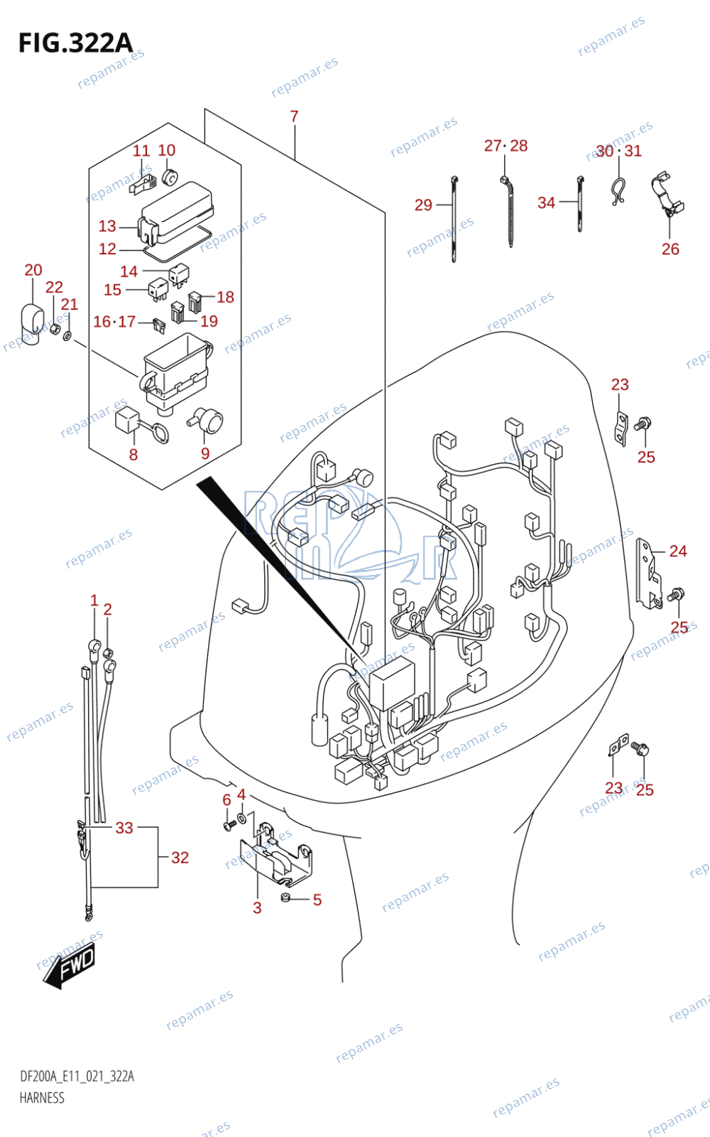 322A - HARNESS (DF200AT,DF200AZ,DF175AT,DF175AZ)