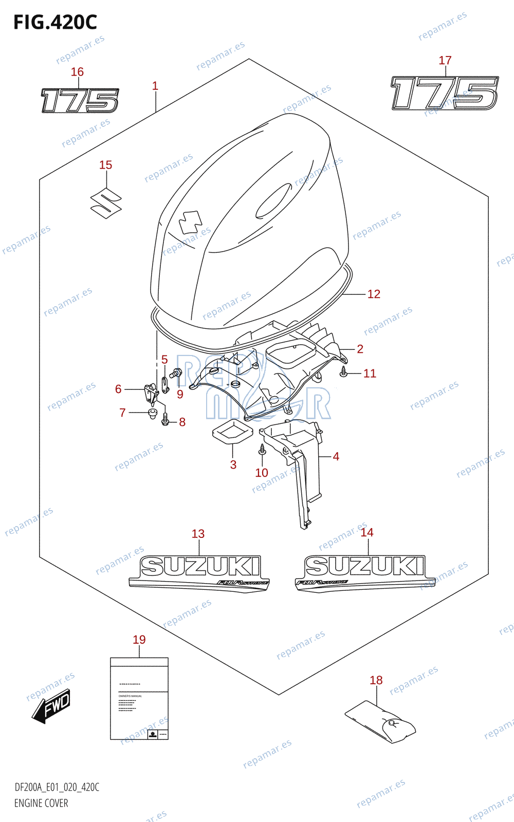 420C - ENGINE COVER (DF175AT:E01,DF175AZ:E01)