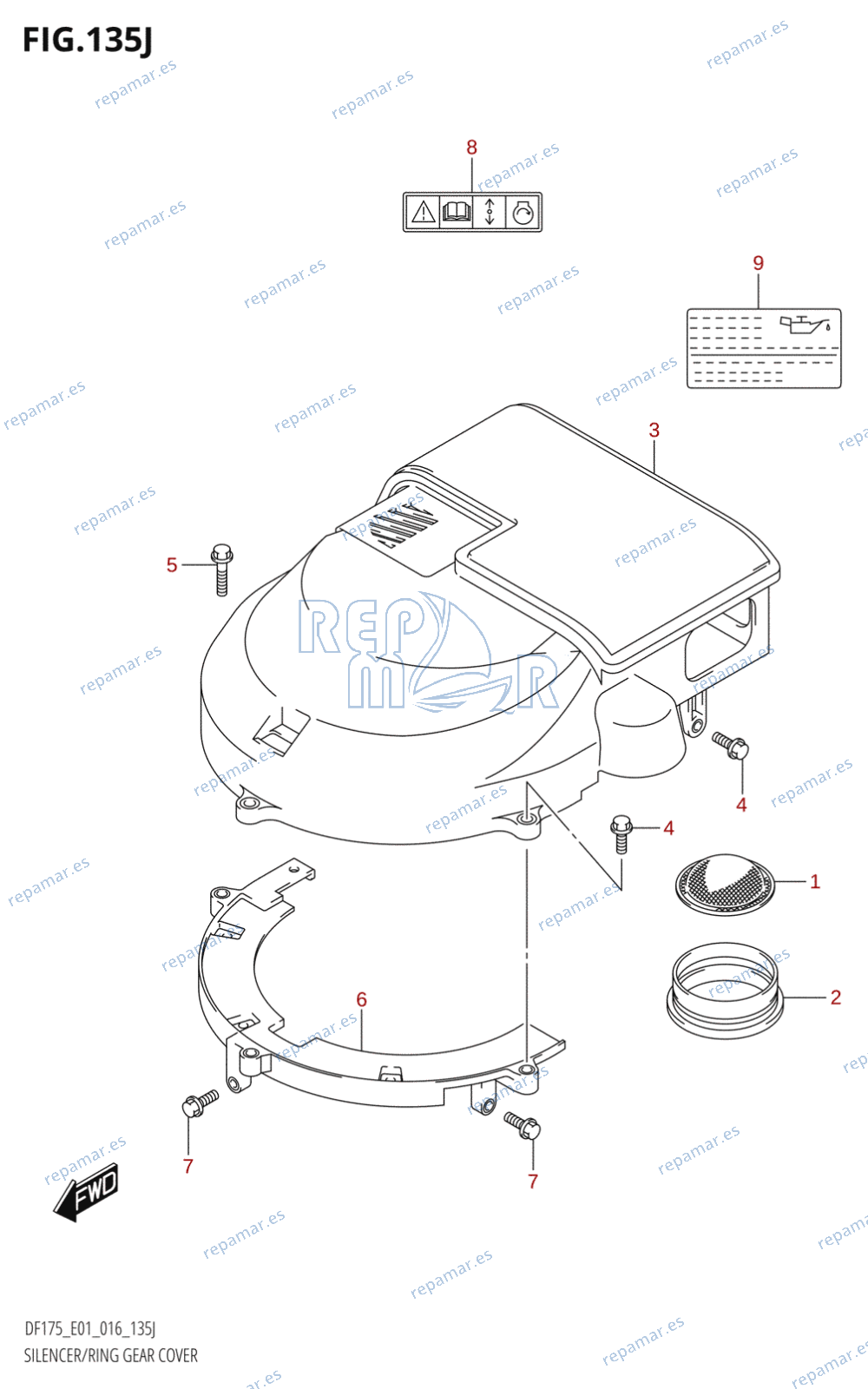 135J - SILENCER /​ RING GEAR COVER (DF175T:E01)