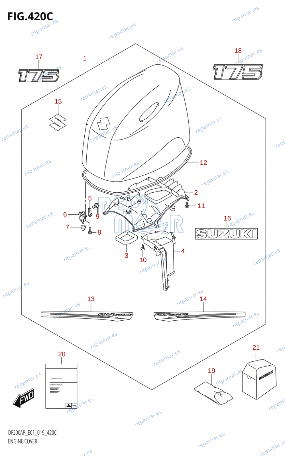 420C - ENGINE COVER (DF175AP:E01)