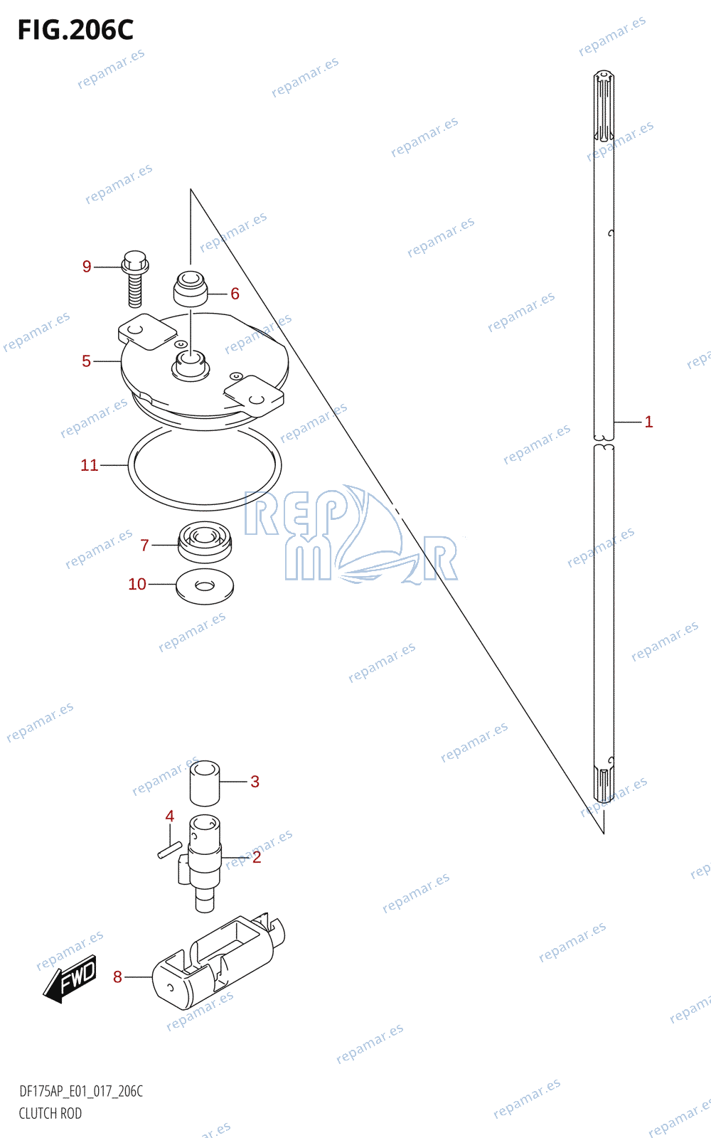 206C - CLUTCH ROD (DF175AP:E01)