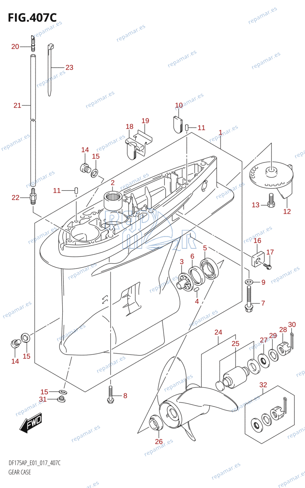 407C - GEAR CASE (DF175AP:E01)