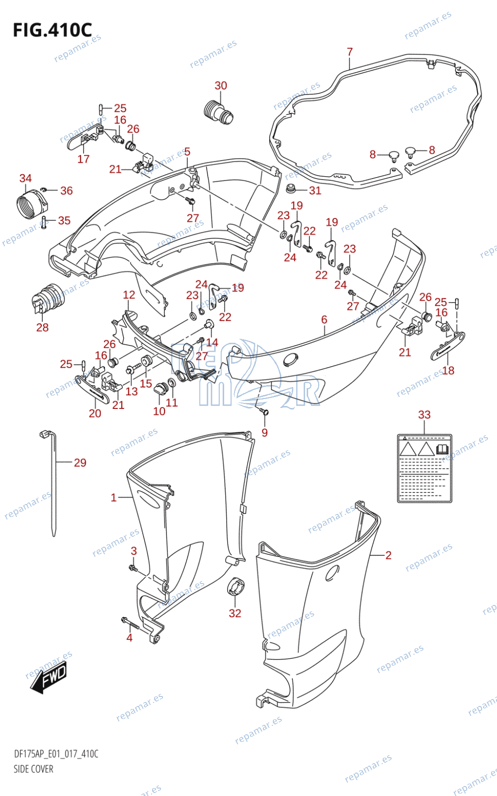 410C - SIDE COVER (DF175AP:E01)