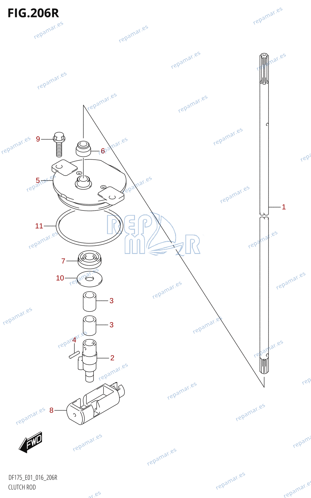 206R - CLUTCH ROD (DF175ZG:E01)