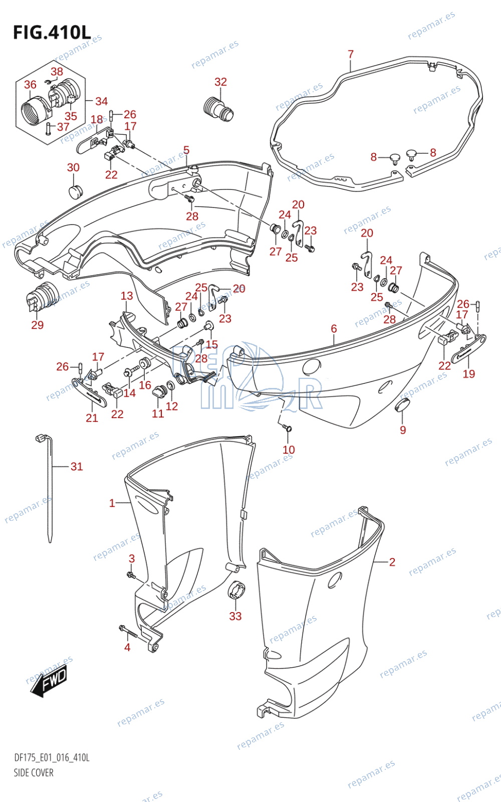 410L - SIDE COVER (DF175TG:E01)