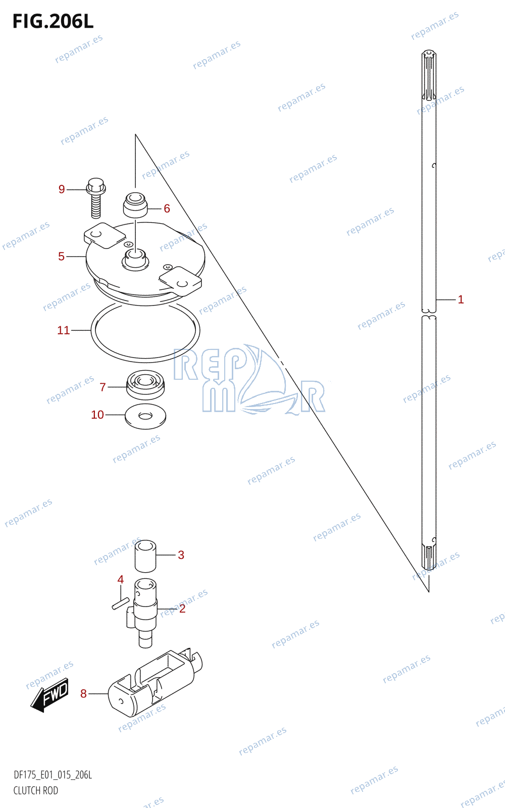 206L - CLUTCH ROD (DF175TG:E01)