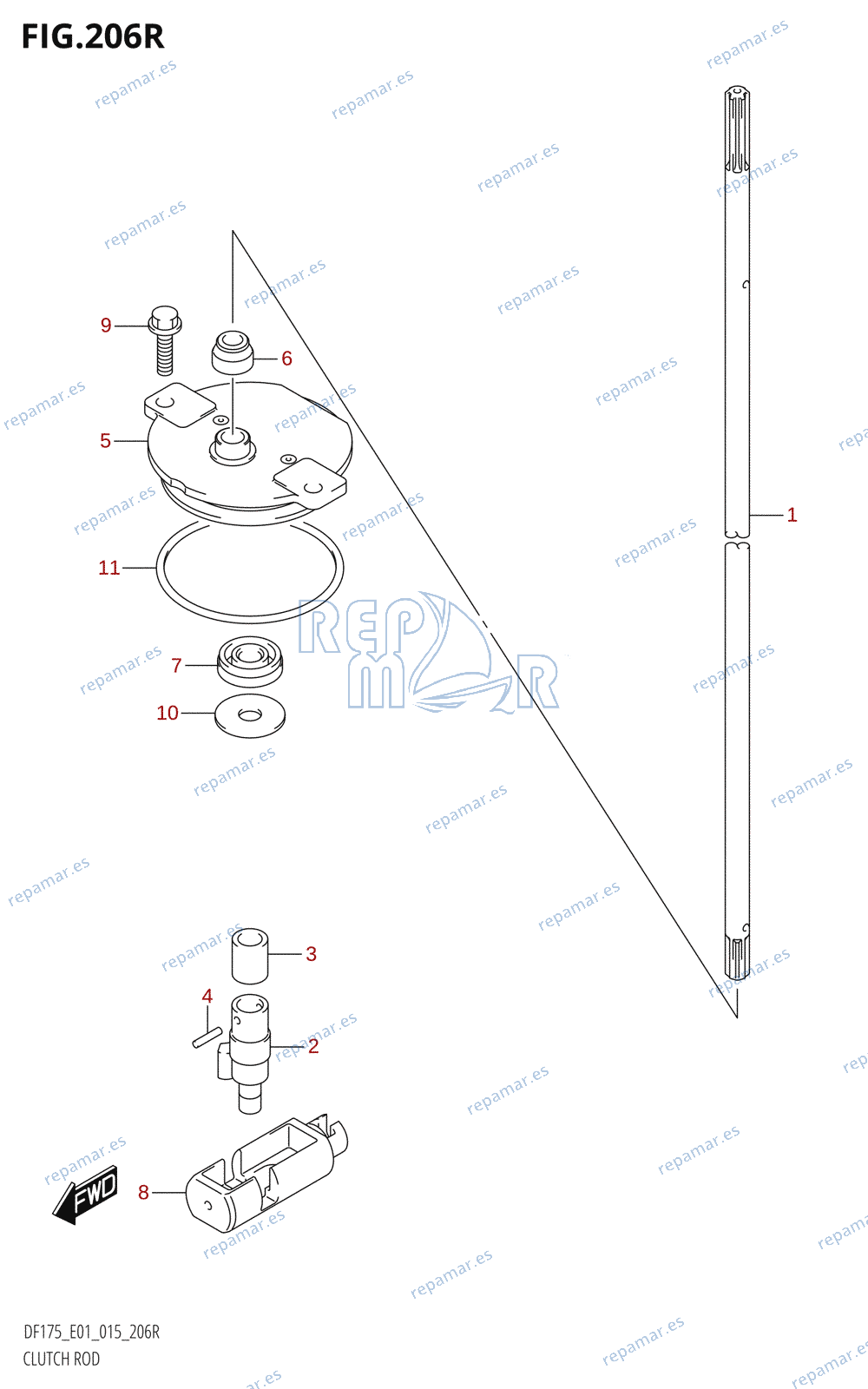 206R - CLUTCH ROD (DF175ZG:E01)