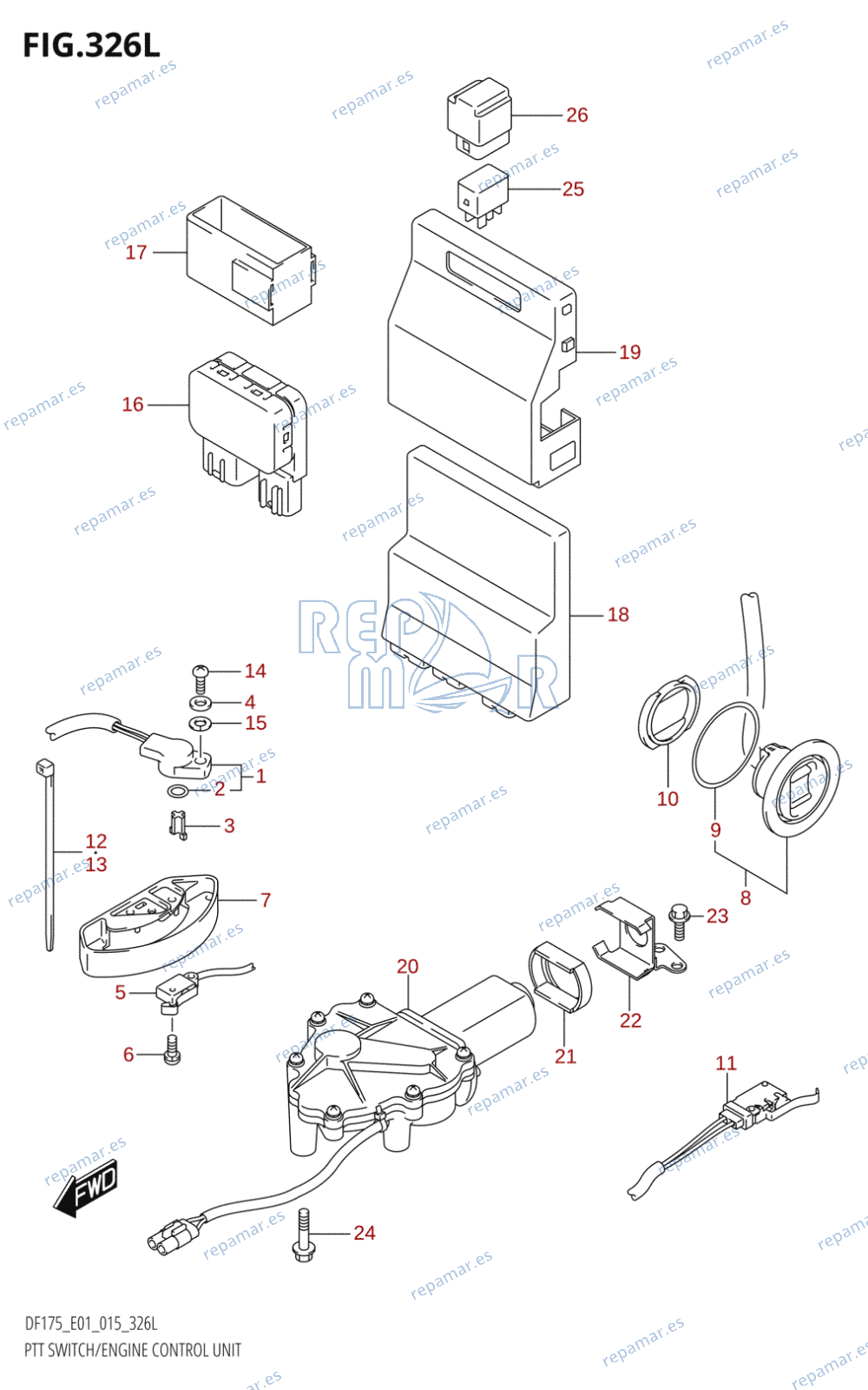 326L - PTT SWITCH /​ ENGINE CONTROL UNIT (DF175TG:E01)