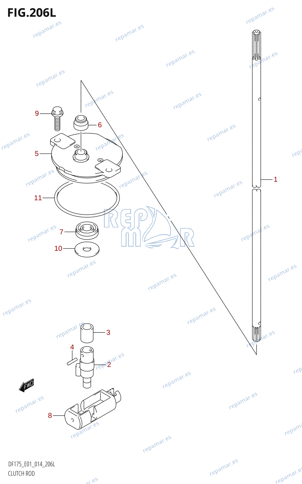 206L - CLUTCH ROD (DF175TG:E01)