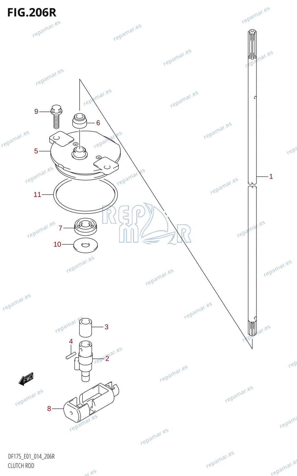 206R - CLUTCH ROD (DF175ZG:E01)