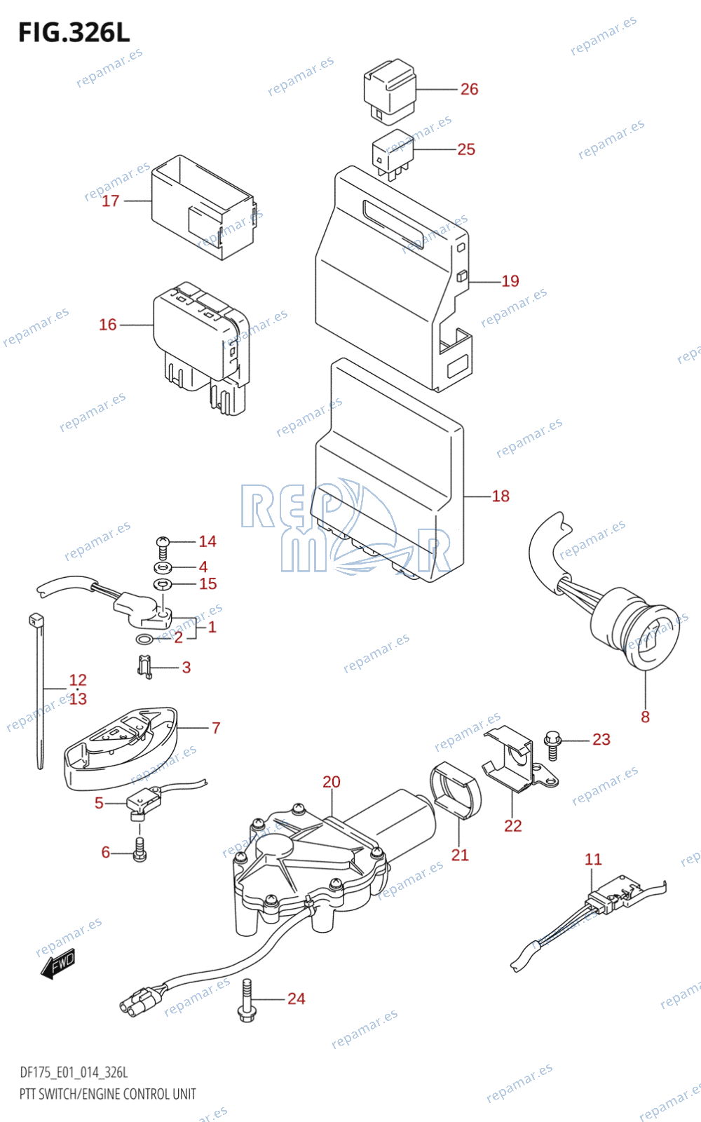 326L - PTT SWITCH /​ ENGINE CONTROL UNIT (DF175TG:E01)