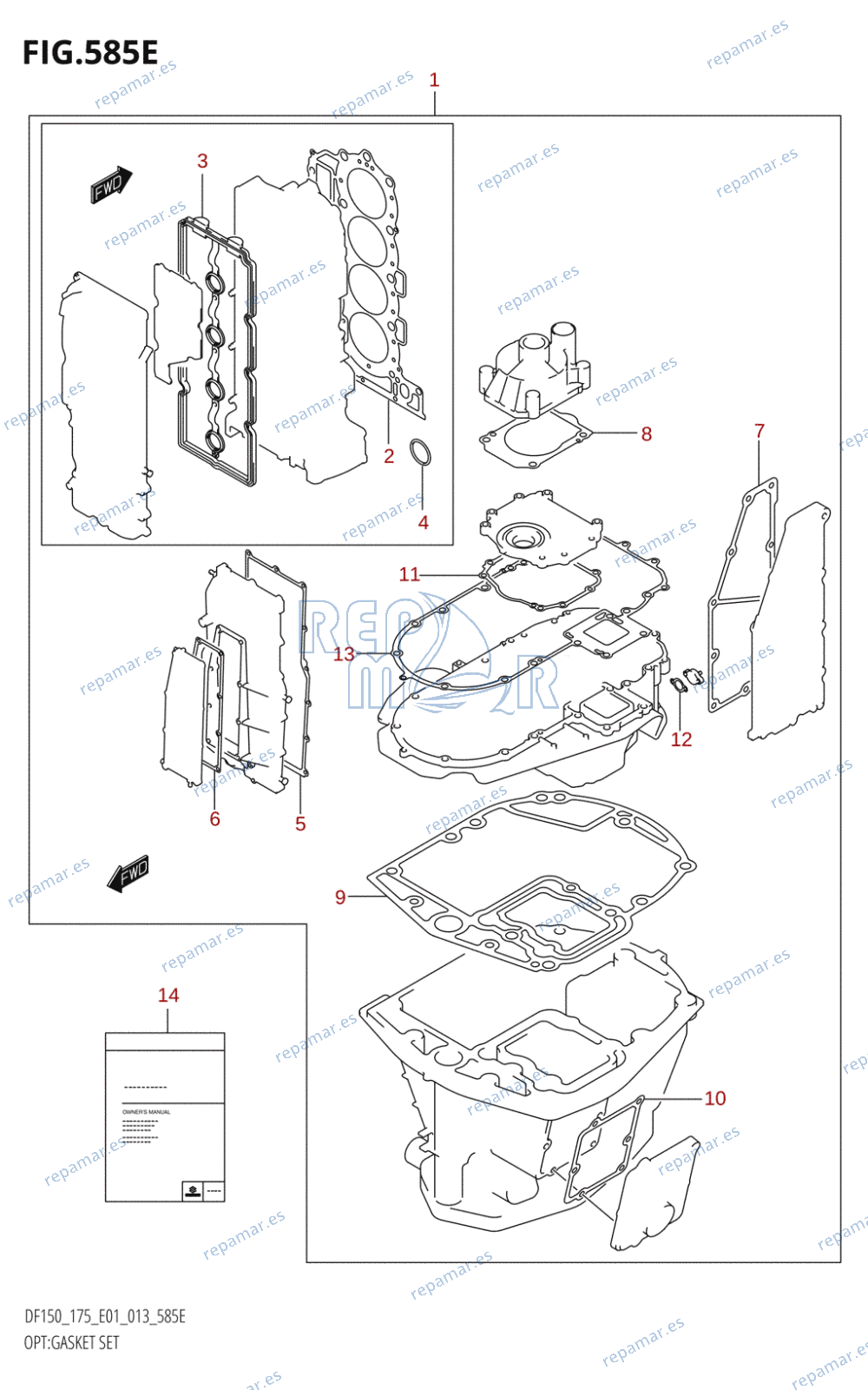 585E - OPT:GASKET SET (DF175T:E01)