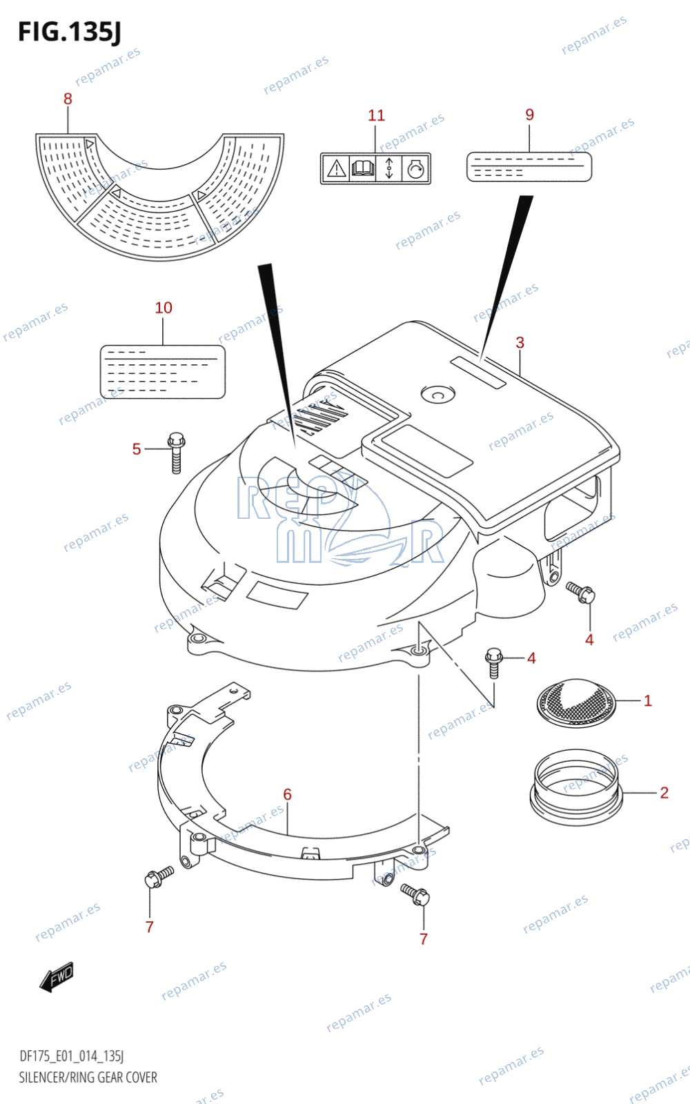 135J - SILENCER /​ RING GEAR COVER (DF175T:E01)