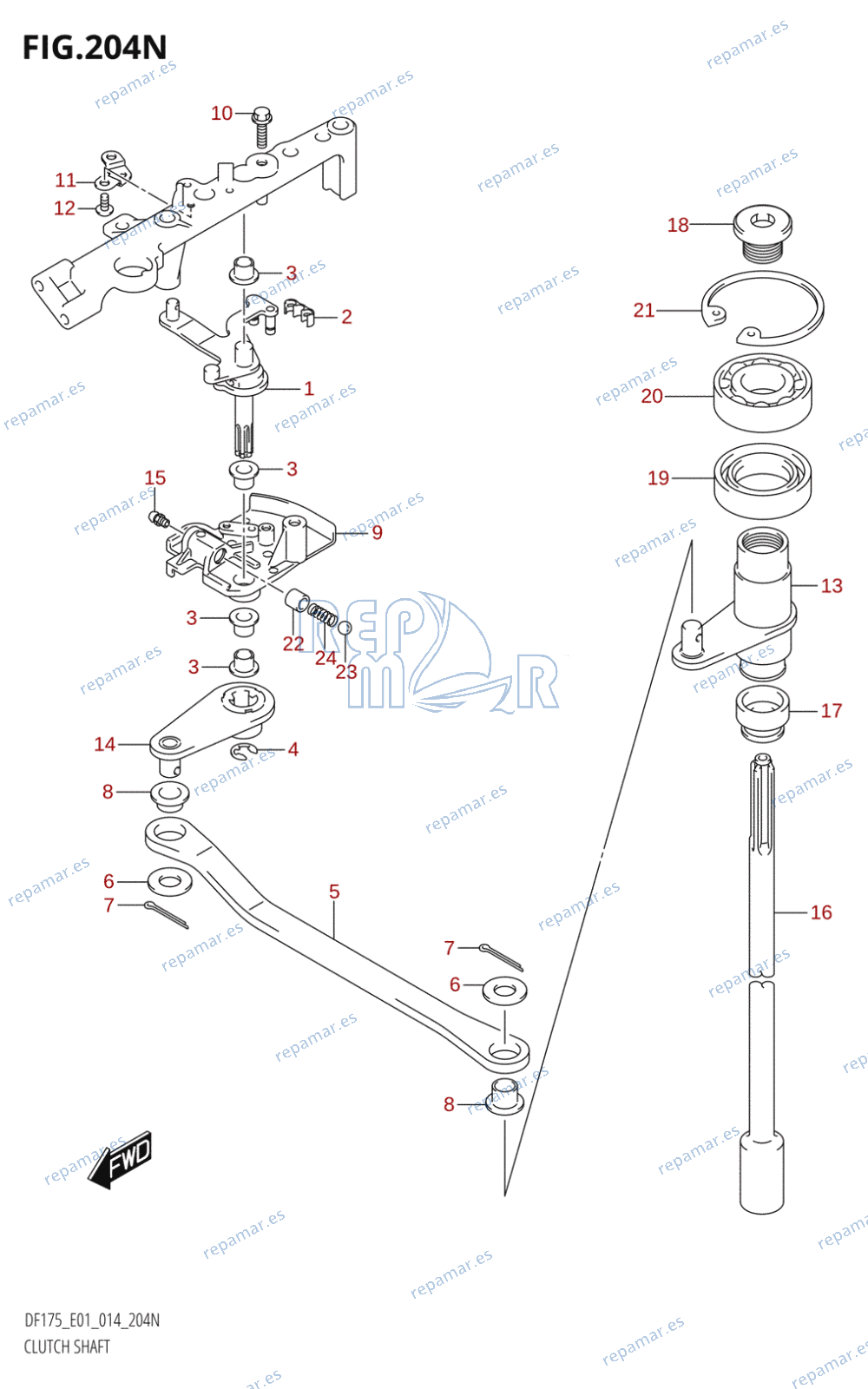 204N - CLUTCH SHAFT (DF175Z:E01)