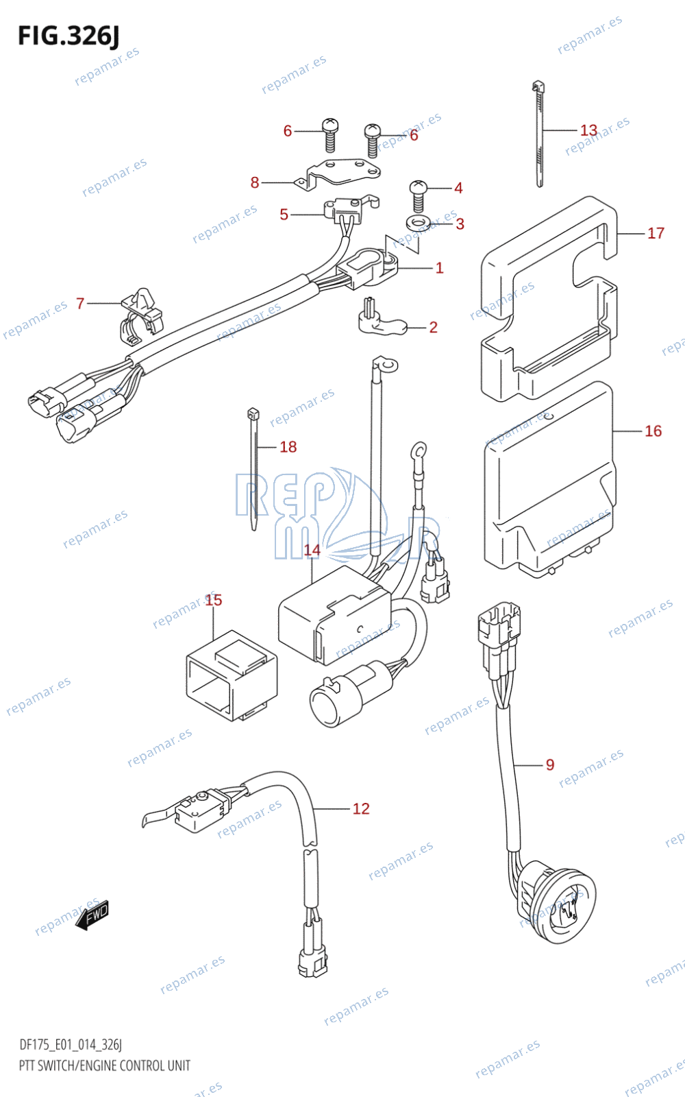 326J - PTT SWITCH /​ ENGINE CONTROL UNIT (DF175T:E01)