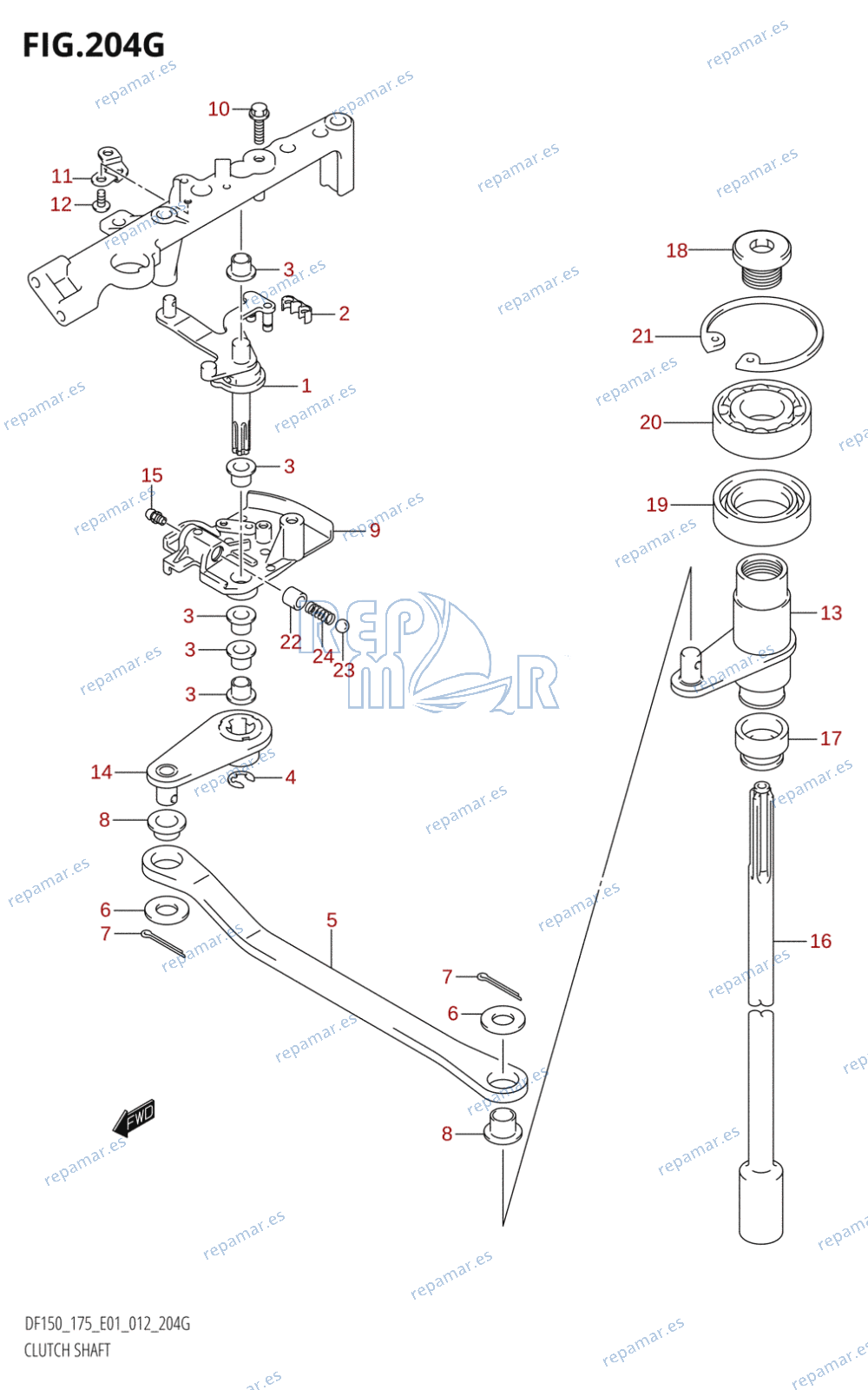 204G - CLUTCH SHAFT (DF175Z:E01)