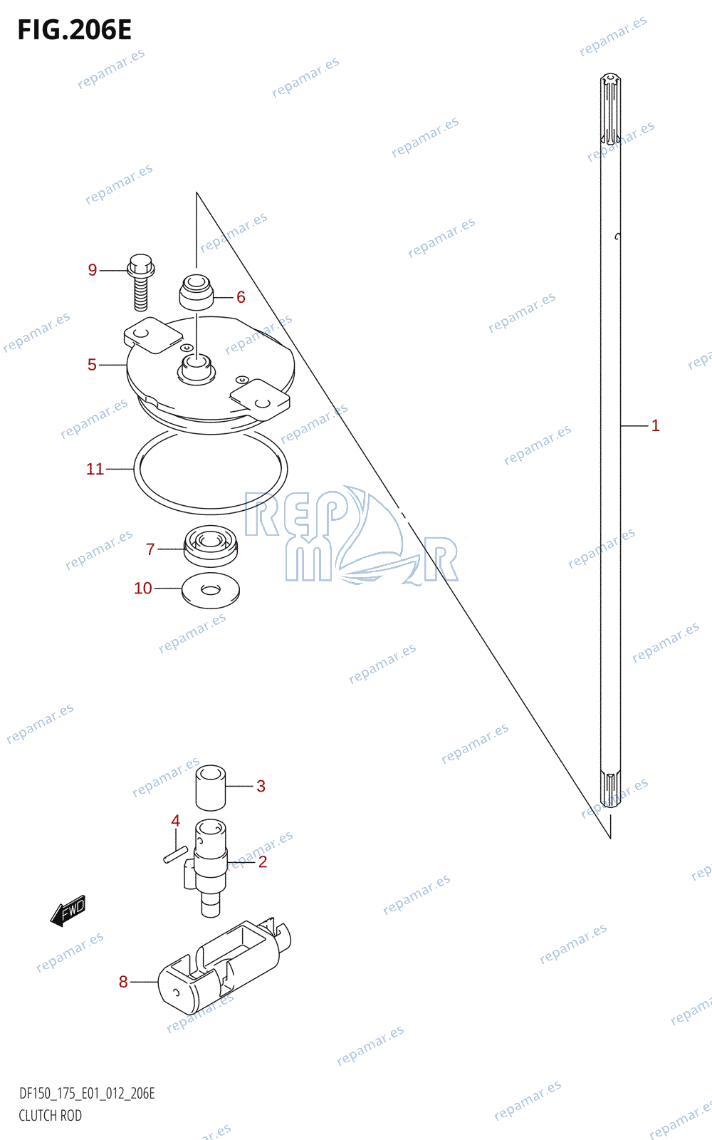 206E - CLUTCH ROD (DF175T:E01)