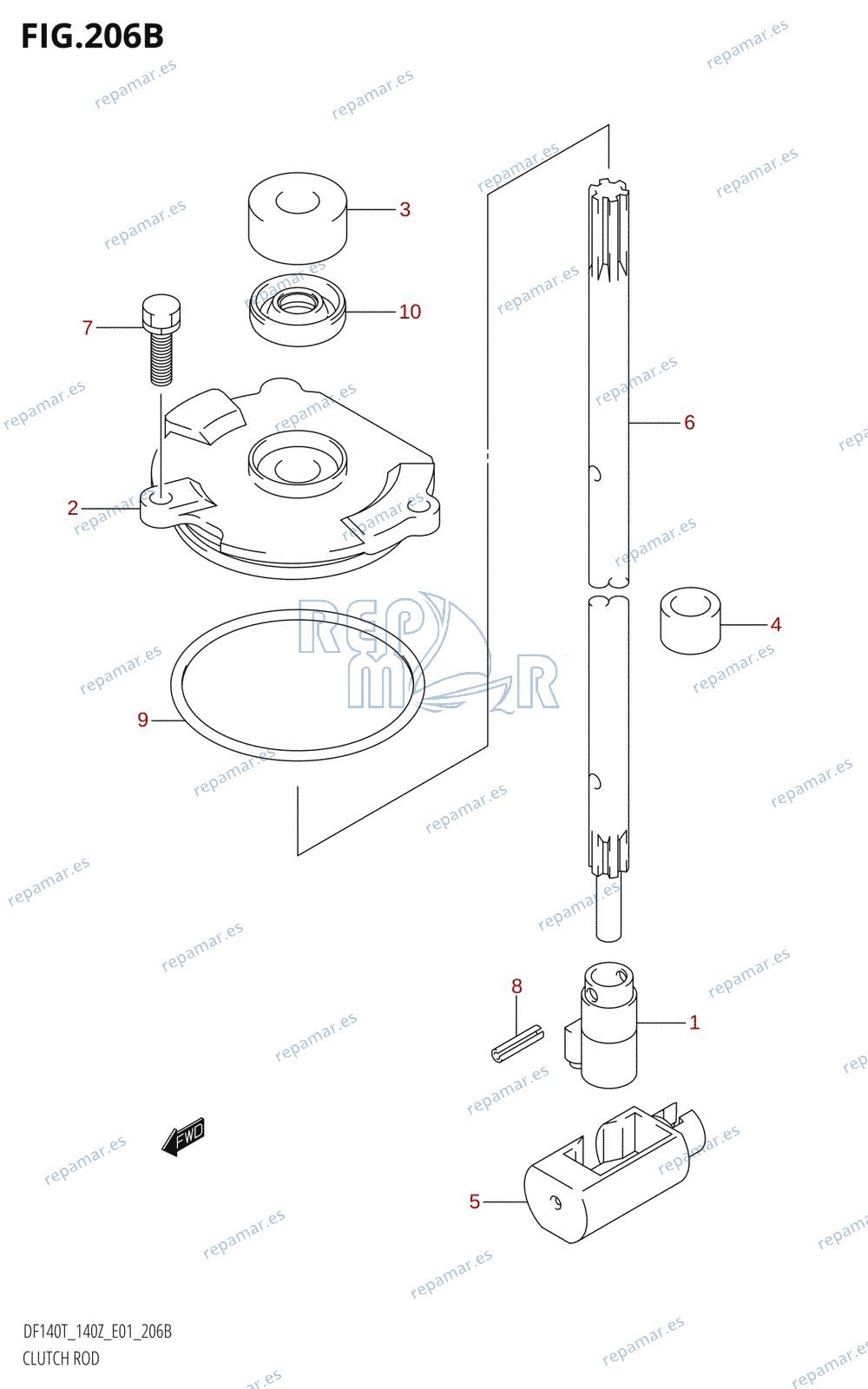 206B - CLUTCH ROD (DF140T,DF140WT)