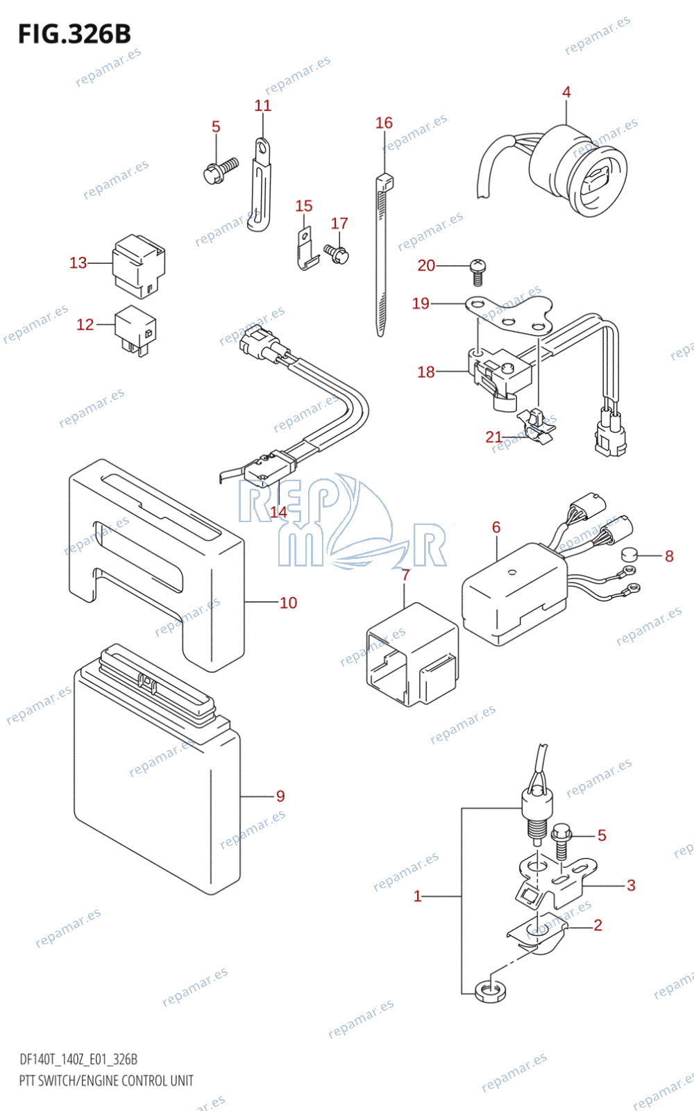 326B - PTT SWITCH /​ ENGINE CONTROL UNIT (K4,K5,K6,K7,K8,K9,K10,011)