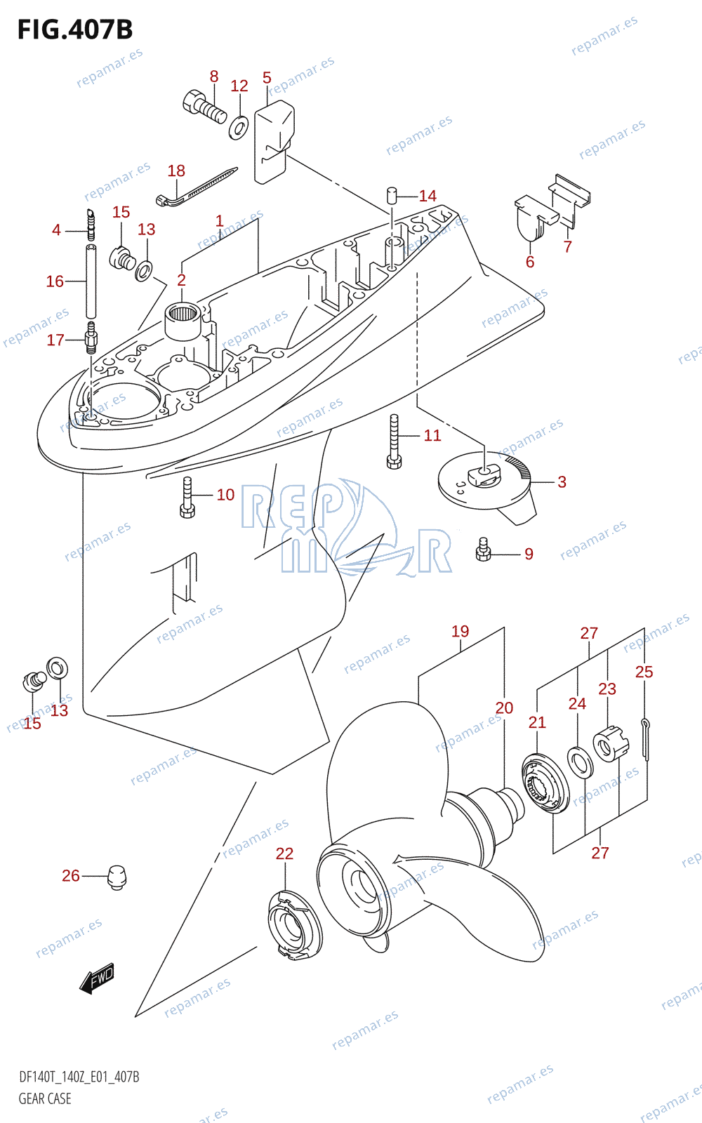 407B - GEAR CASE (DF140Z,DF140WZ)