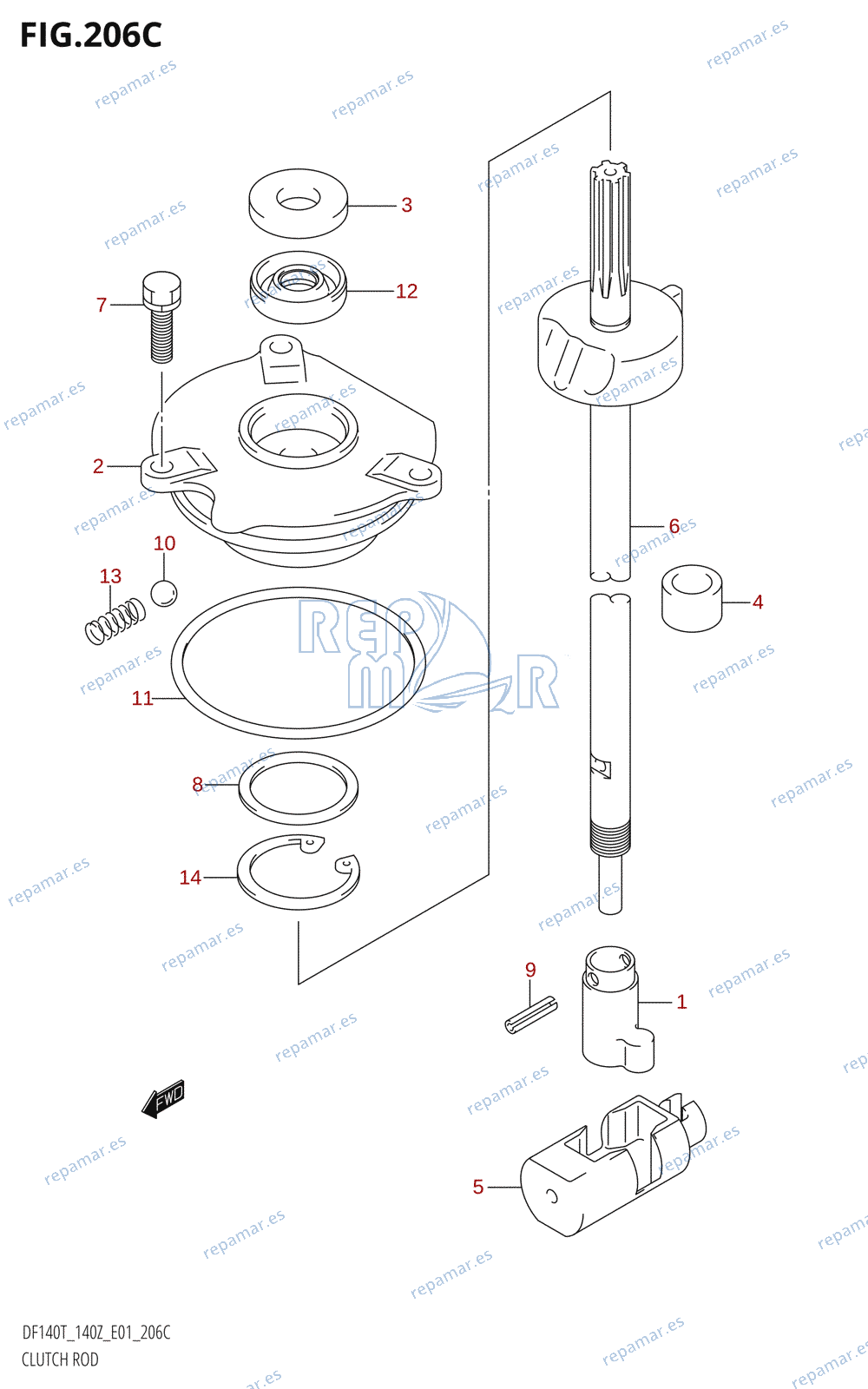 206C - CLUTCH ROD (DF140Z,DF140WZ)