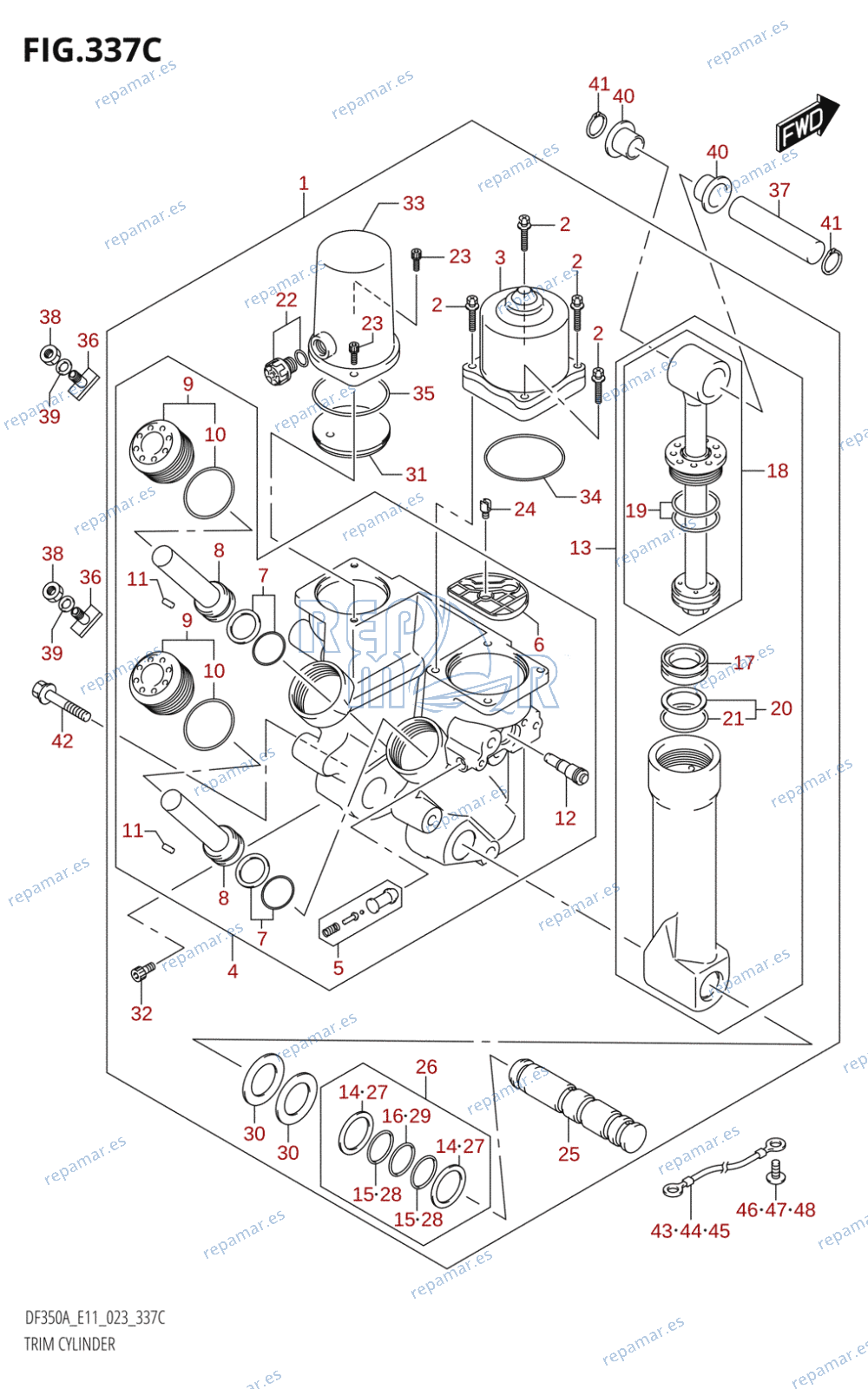 337C - TRIM CYLINDER (DF350A,DF325A,DF300B)