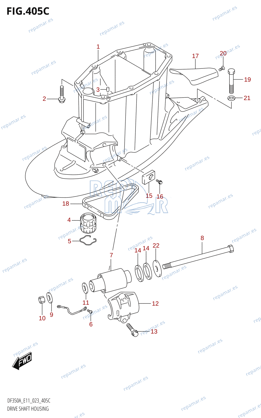 405C - DRIVE SHAFT HOUSING ((DF350AMD,DF300BMD):L-TRANSOM)