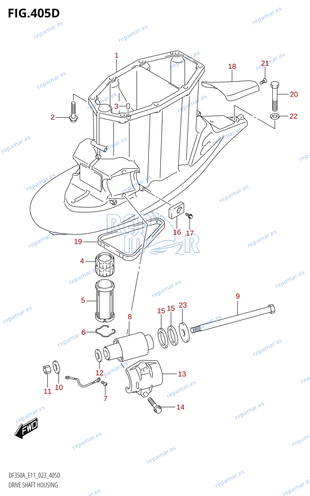 405D - DRIVE SHAFT HOUSING ((DF350AMD,DF300BMD):X-TRANSOM)