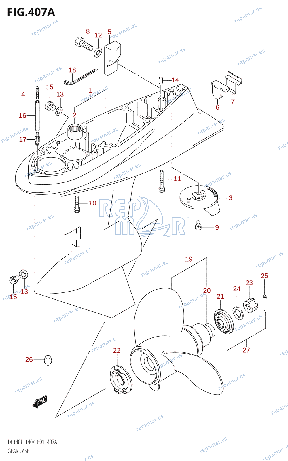 407A - GEAR CASE (DF140T,DF140WT)