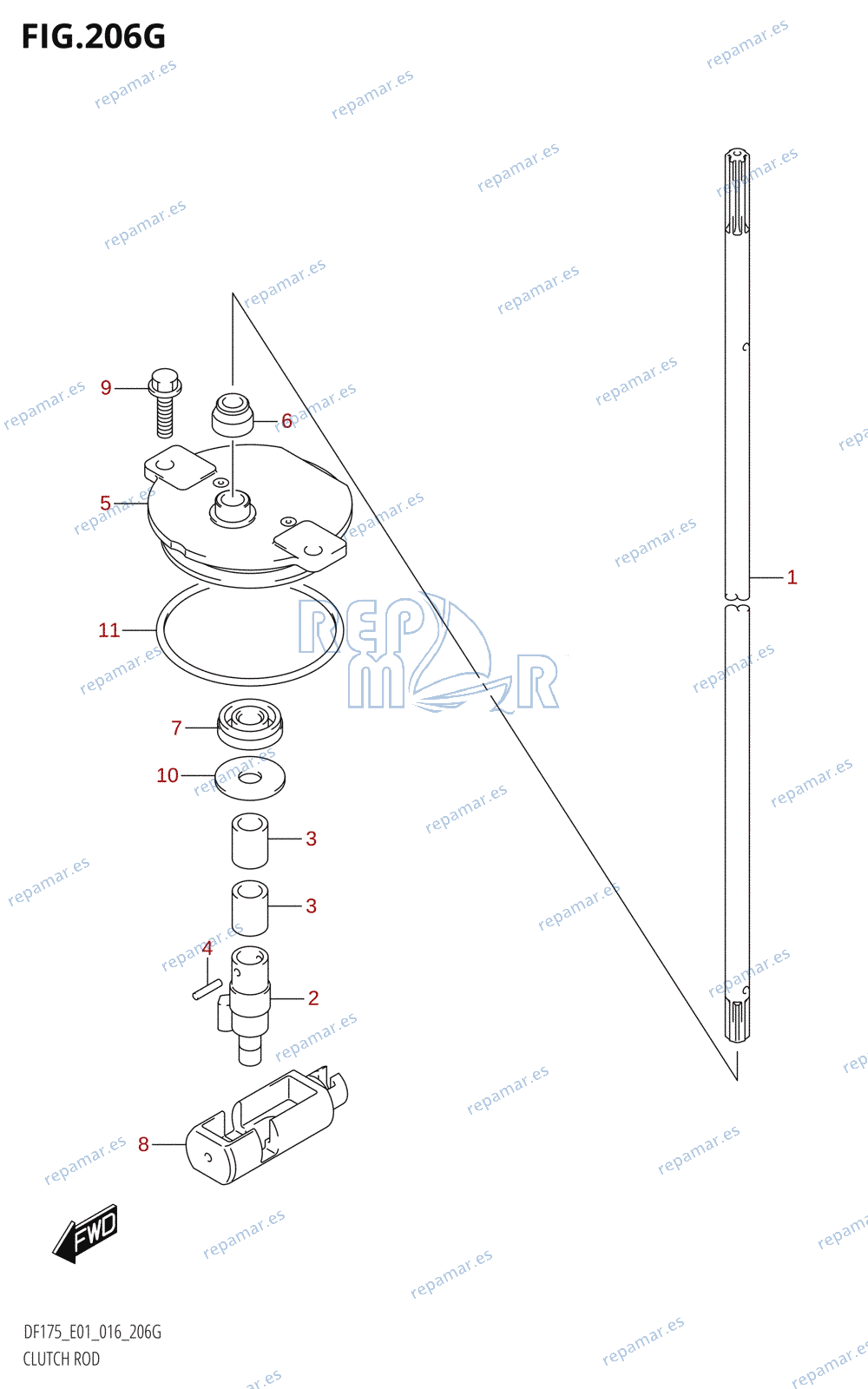 206G - CLUTCH ROD (DF150ZG:E01)