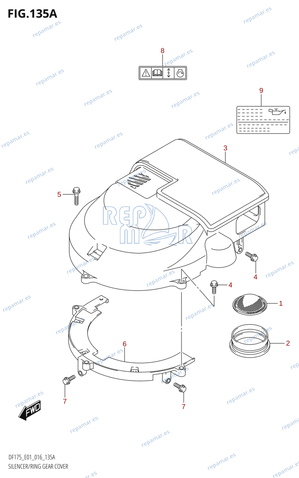 135A - SILENCER /​ RING GEAR COVER (DF150T:E01)