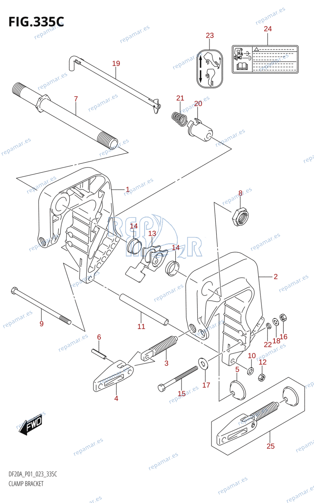 335C - SOPORTE ABRAZADERA (DF9.9BR,DF15AR,DF20AR)