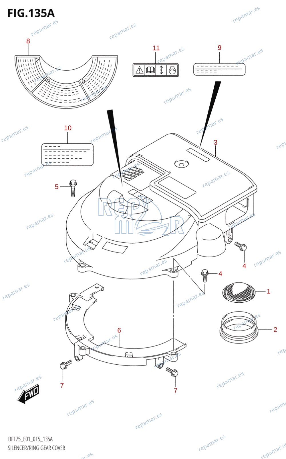 135A - SILENCER /​ RING GEAR COVER (DF150T:E01)