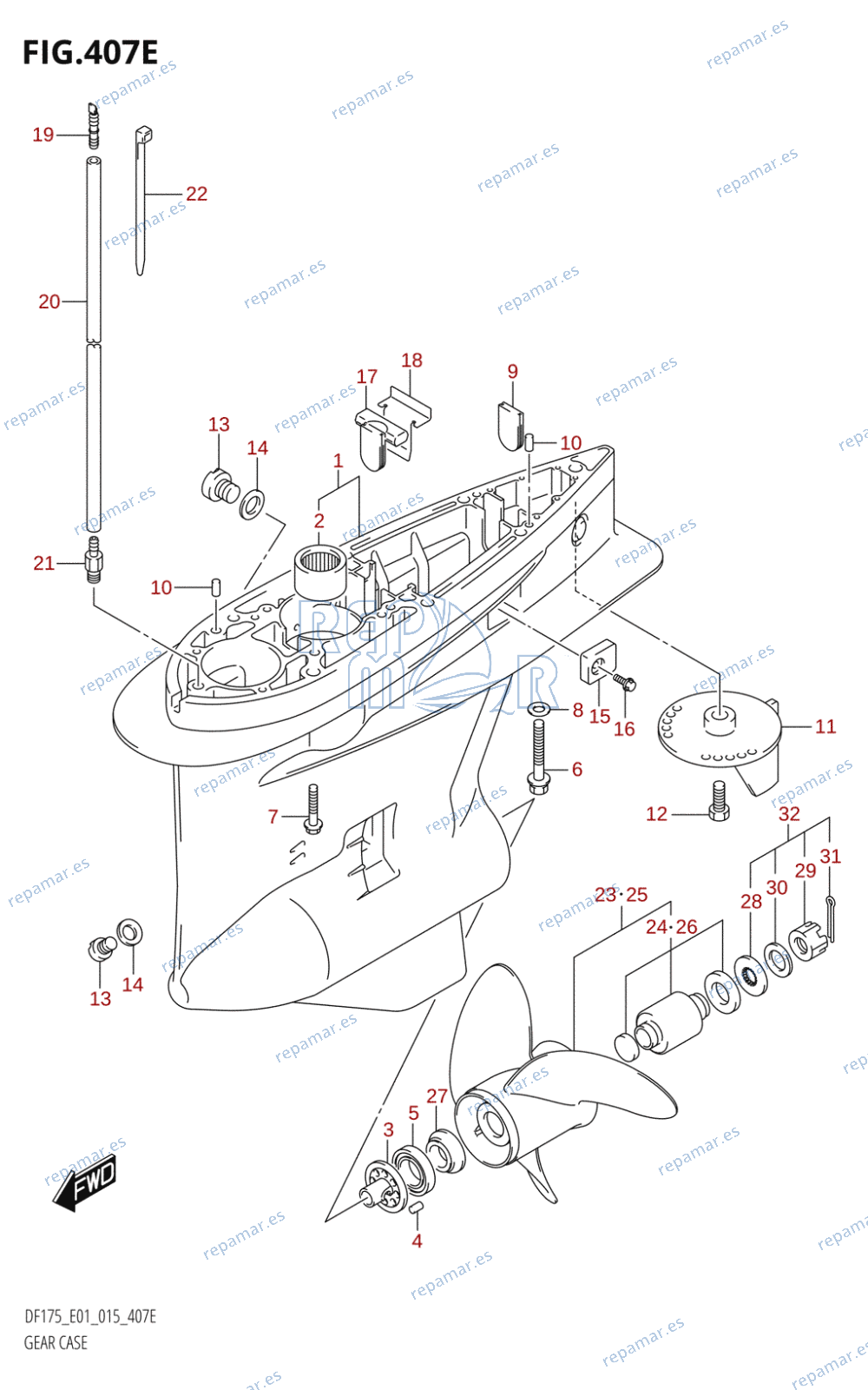 407E - GEAR CASE (DF150Z:E01)