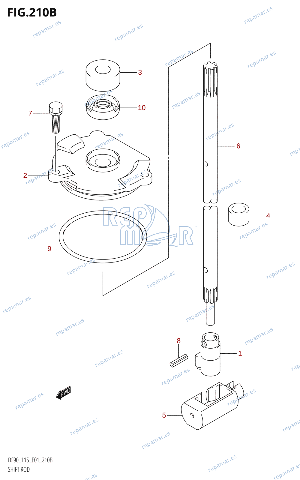 210B - SHIFT ROD (DF90T,DF100T,DF115T,DF115WT)