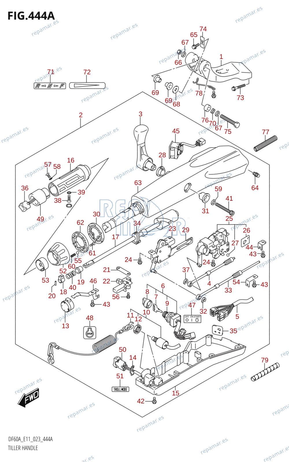 444A - TILLER HANDLE (DF40AQH,DF60AQH)