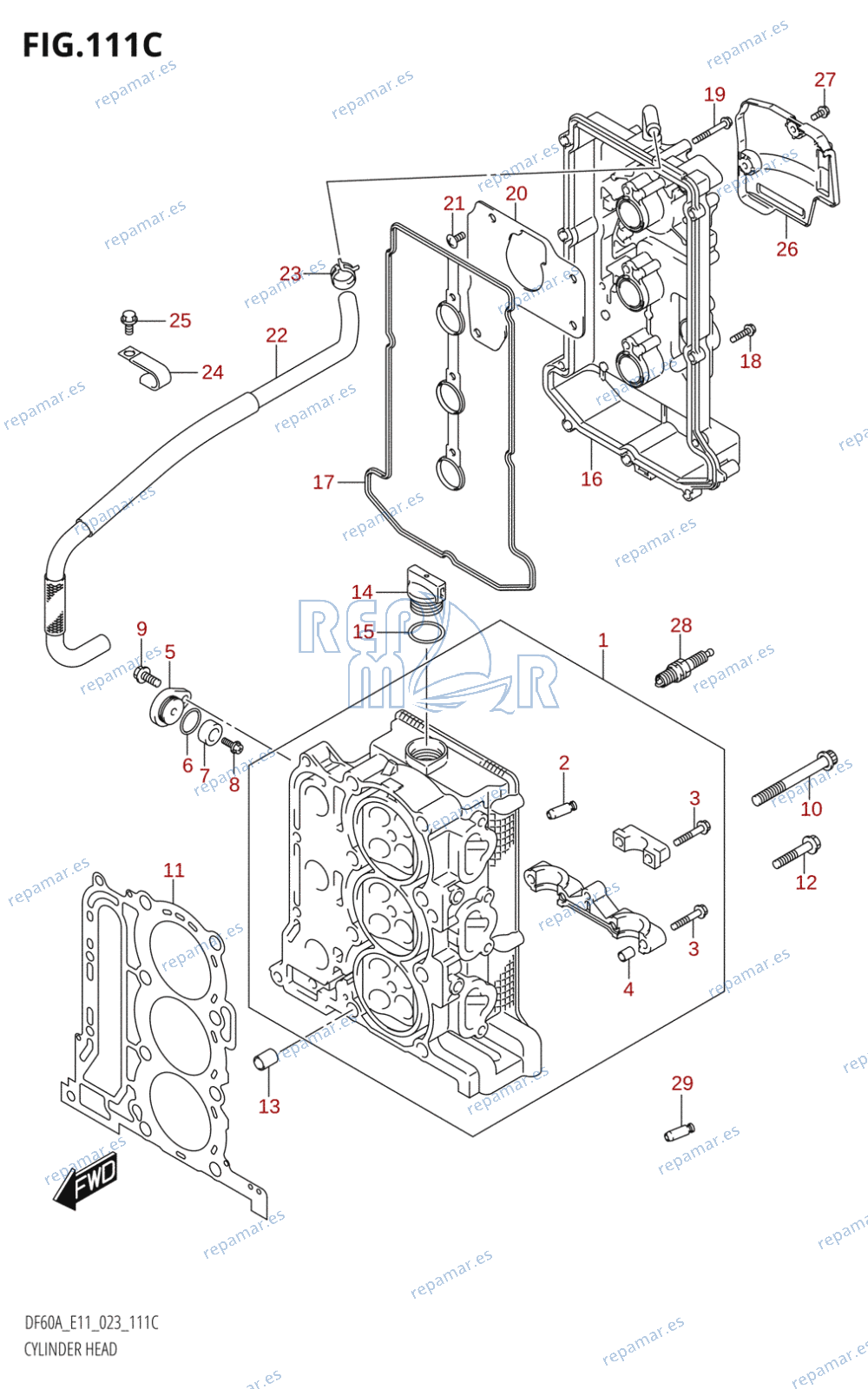 111C - CYLINDER HEAD (022,023)