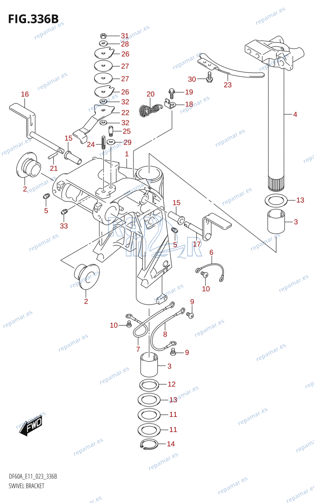 336B - SWIVEL BRACKET (DF40AQH,DF40ATH,DF50ATH,DF60AQH)