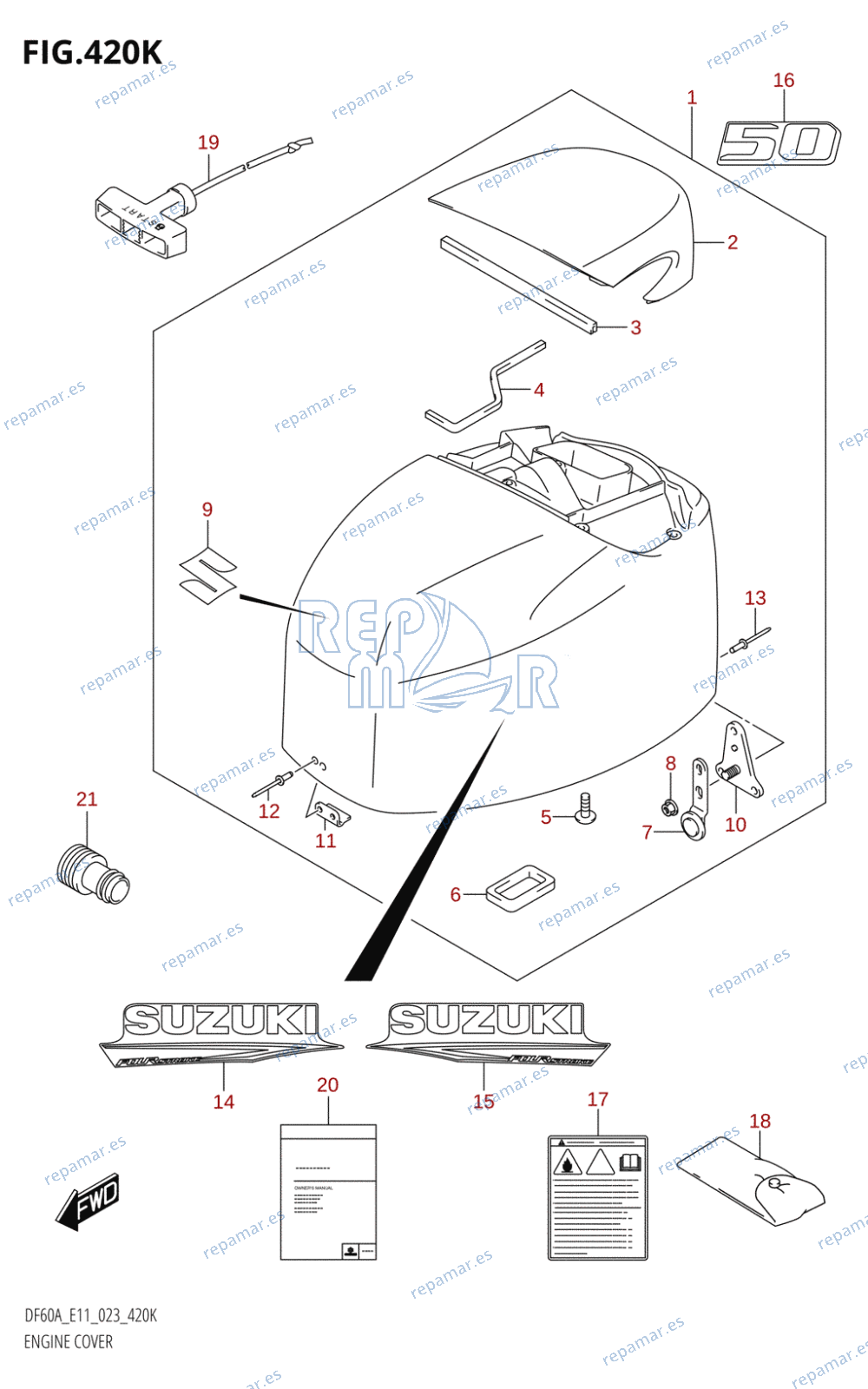 420K - ENGINE COVER (DF50A:E11:(021,022,023))